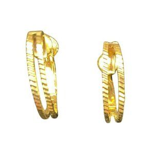 Vintage Signed Napier Gold-Tone Textured Hoop Clip-On Earrings For Women